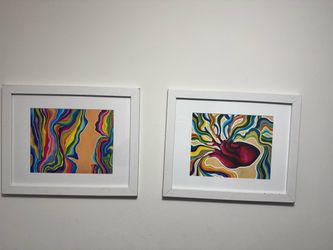 Set of 2 Framed Abstract Colorful Art Prints