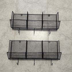 Wall Storage Baskets With Hooks (Set Of 2 - $40)