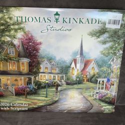 New Thomas Kinkade 2026 Full Size Wall Calendar With Scripture 