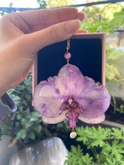 Real Lavender Orchid Necklace