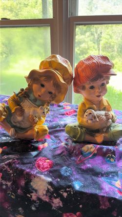 Brother and sister ceramic  figurines