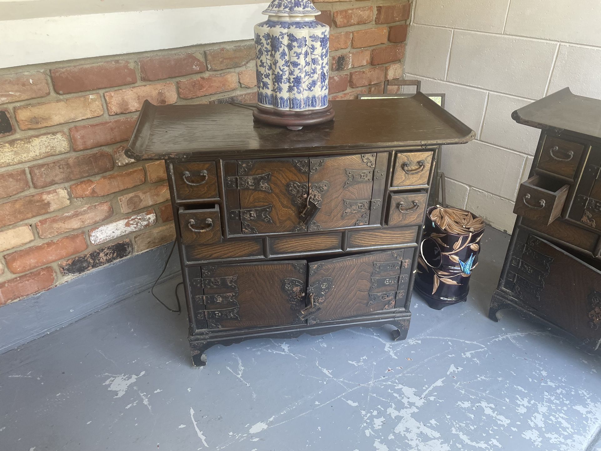 Pair Of Korean Side Tables Wedding Trunks