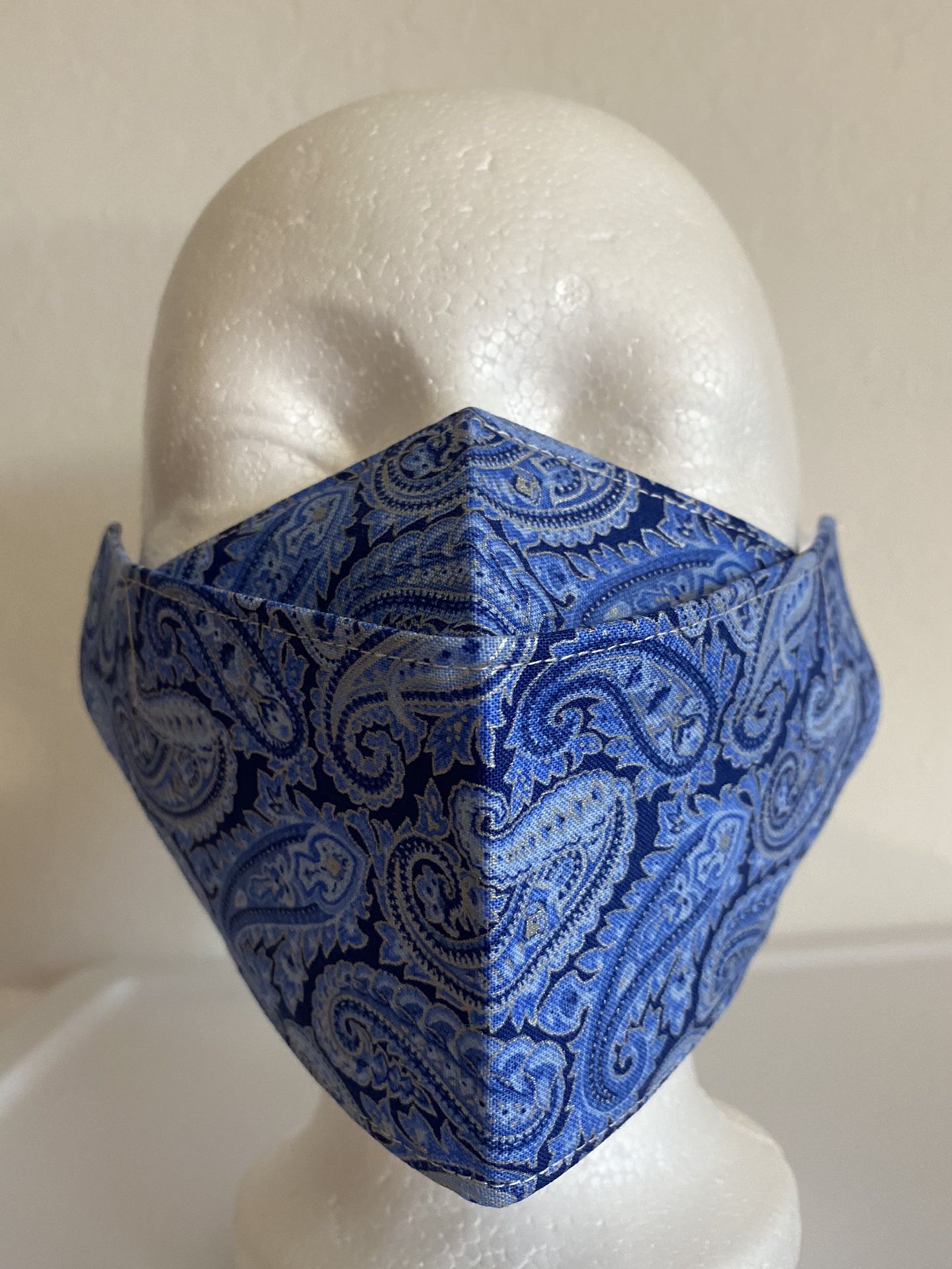 3D Face Mask Adults (Blue Paisley)-B7