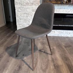 Office Chair Grey Fabric Armless Side Metal Legs