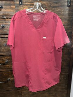 Men’s Figs large burgundy 3 packet scrub top