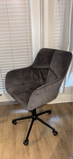 Reclining and Adjustable Gray Velvet Office Chair