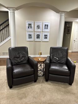 Brown leather recliner chair