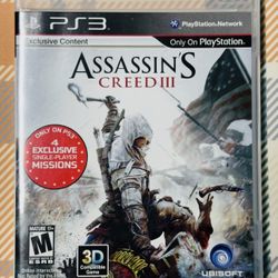 Assassin's Creed III PS3 Sony PlayStation 3 Complete With Manual Tested/Works!
