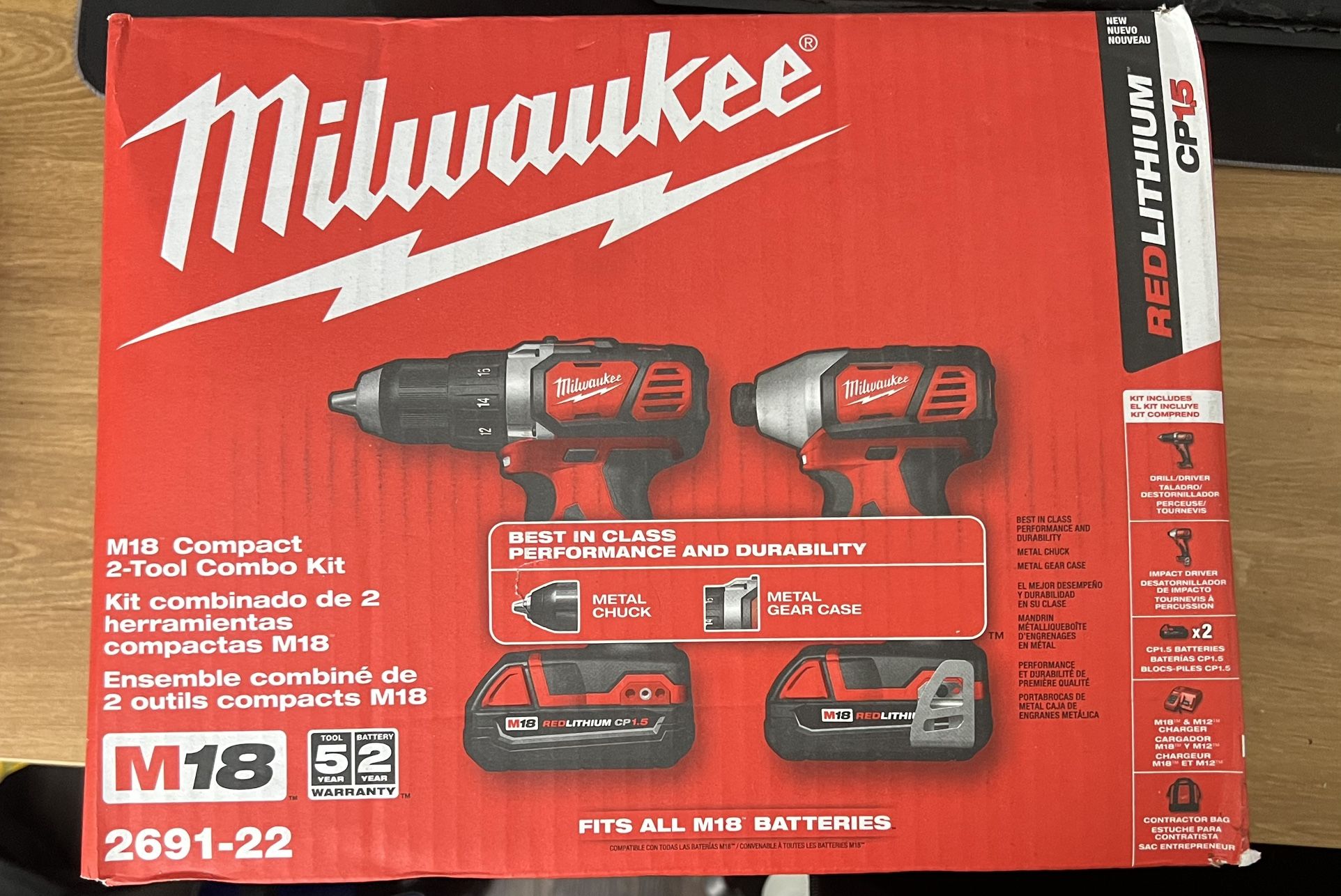 Milwaukee Power Drill / Tool Kit + Extra Battery