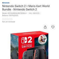 Nintendo Switch 2 Console With Mario kart world Game.  OBO