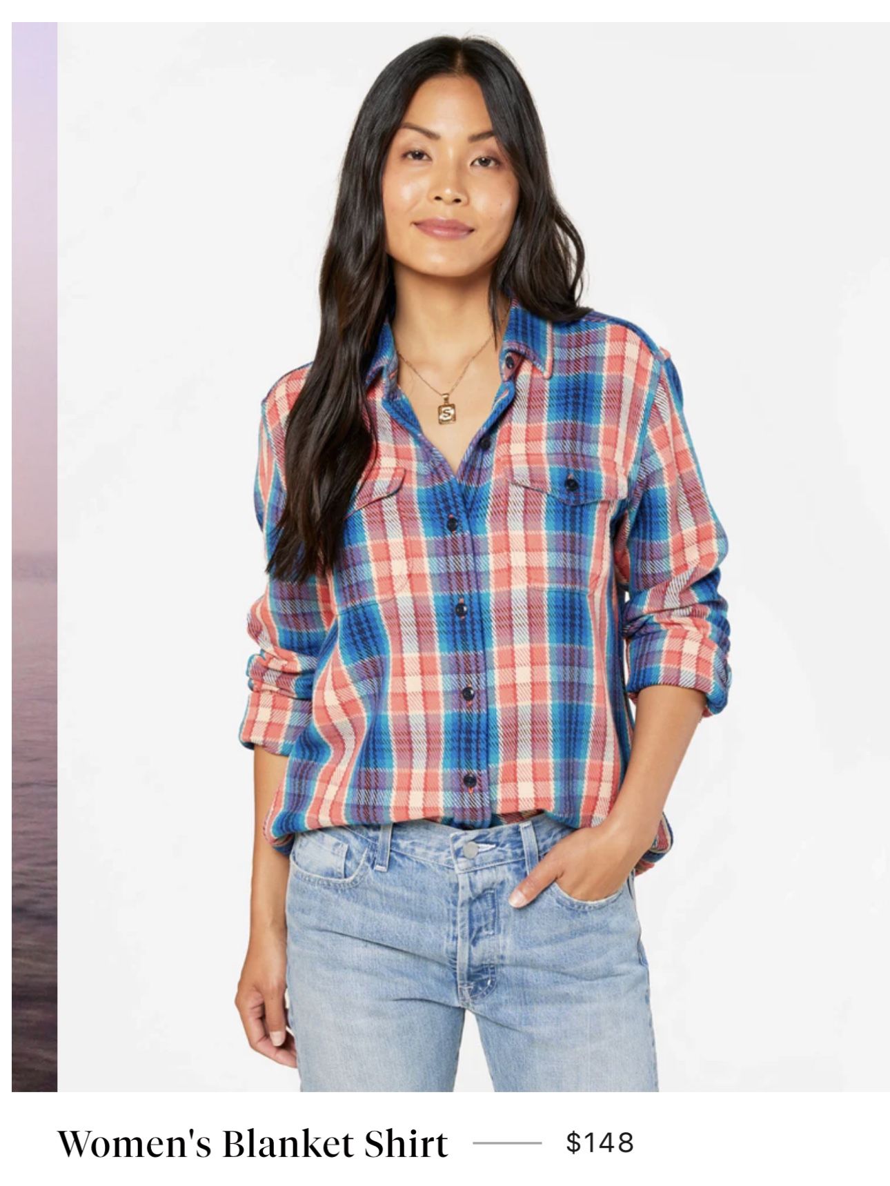 Outerknown Women’s Blanket Shirt Watermelon Feliz Plaid Size M/L