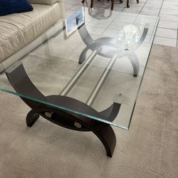 Klaussner Solid Wood Coffee Table – Tempered Glass – Heavy & Sturdy