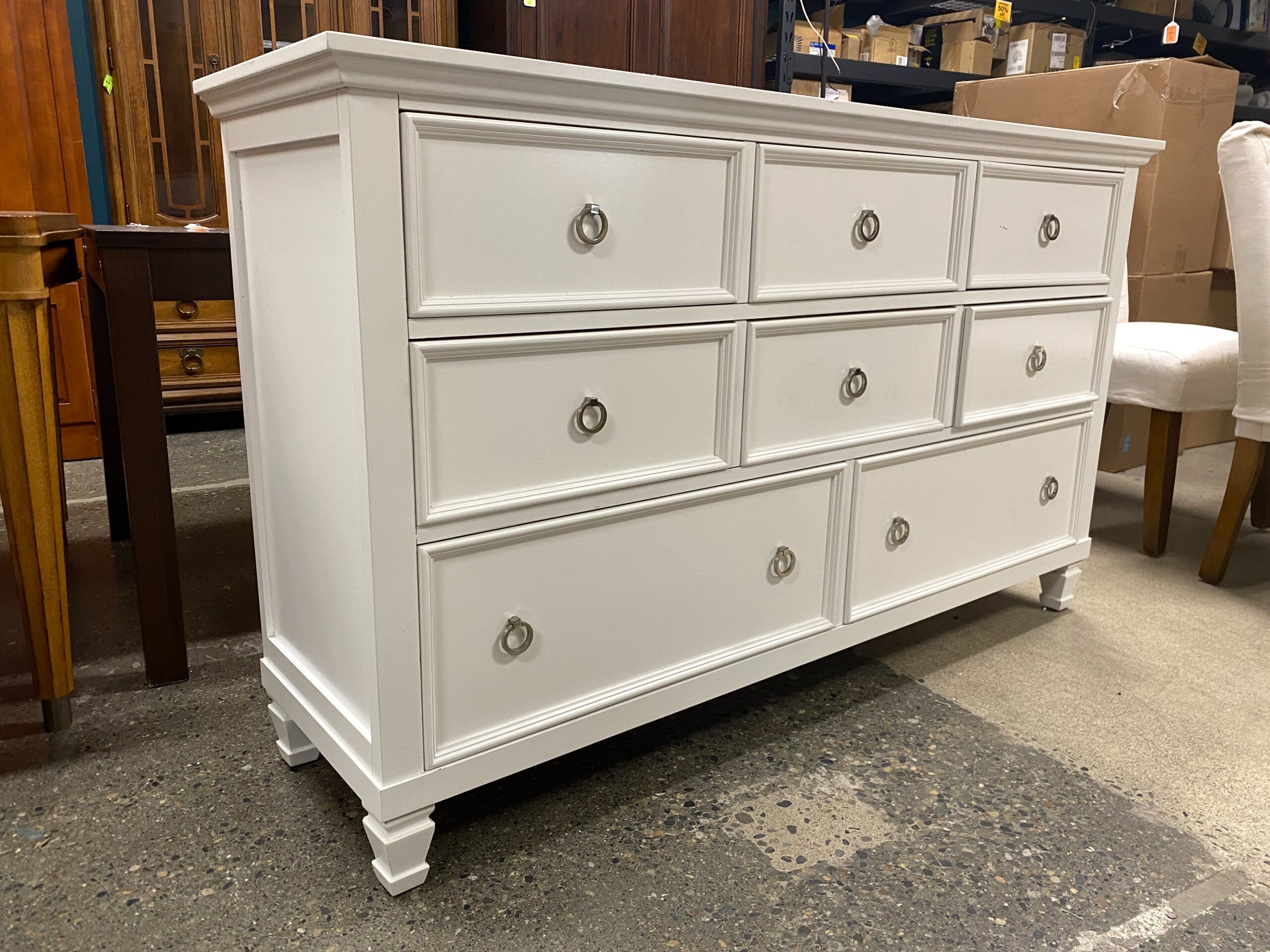 NEW CLASSIC White 8 Drawer Lowboy w/ Metal Hardware