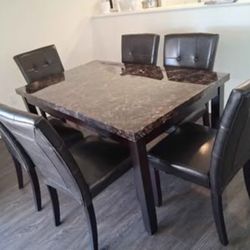7pcs FAUX Marble Dining set