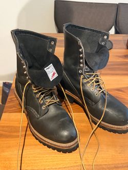 Red Wing Black Leather Logger Work Boots 10.5