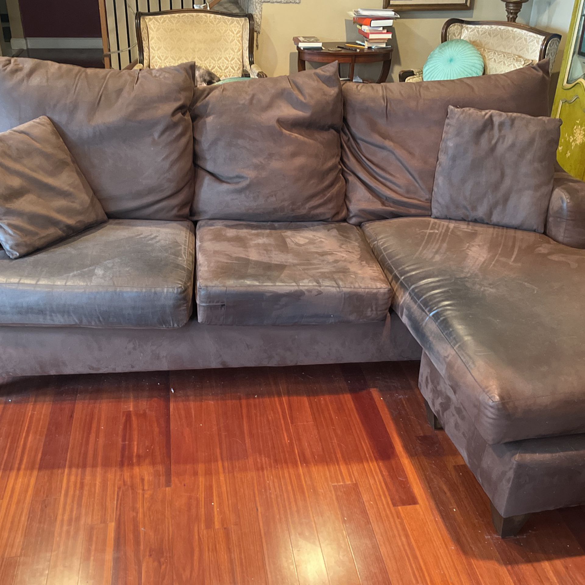 Couch With Lounge Extension, Brown