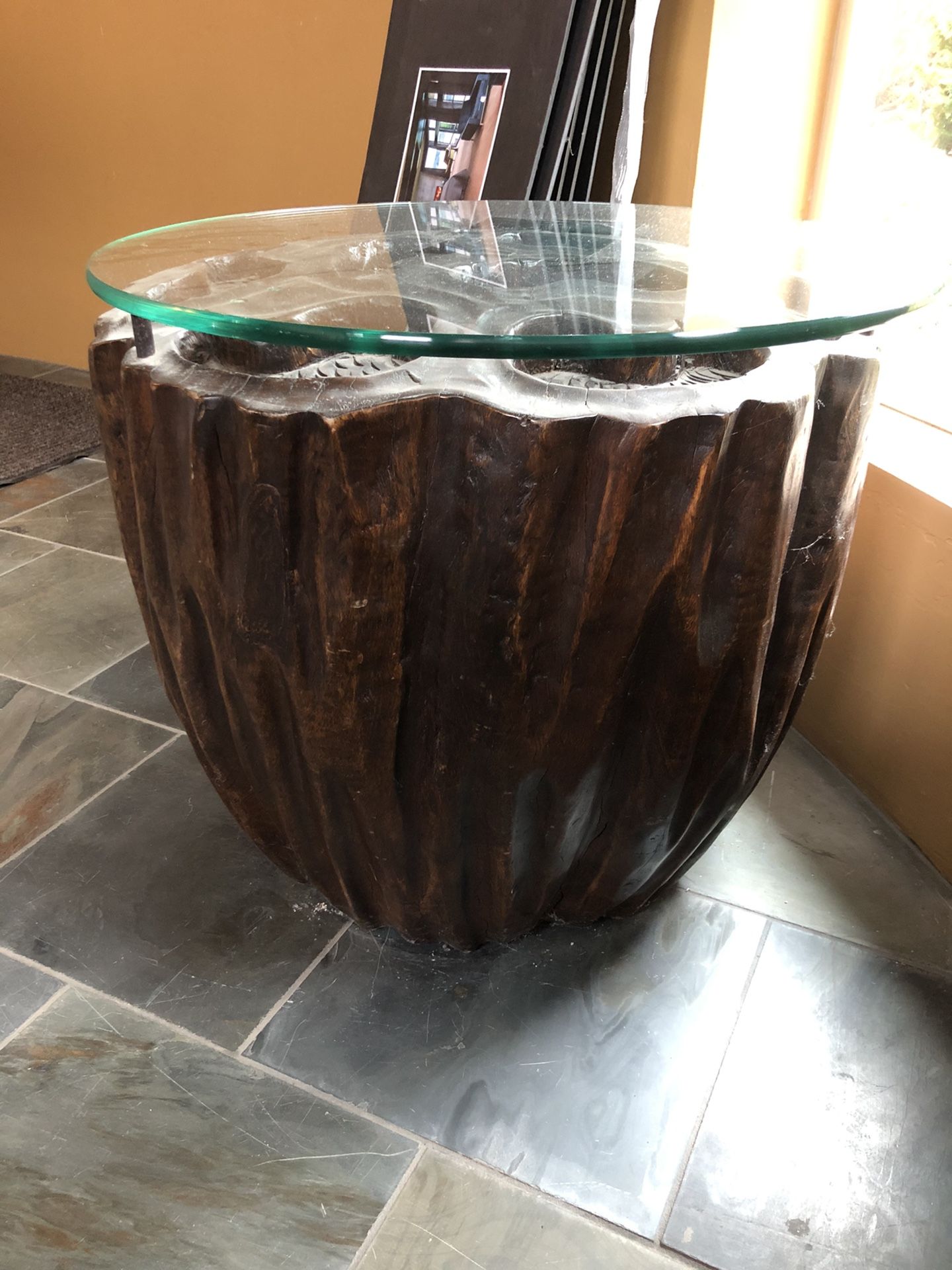 Lotus Carved End Table
