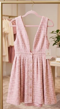 Baby pink and white tweed Party dress