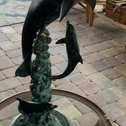 Bronze Statue Dolphins 30 Tall 11 Wide