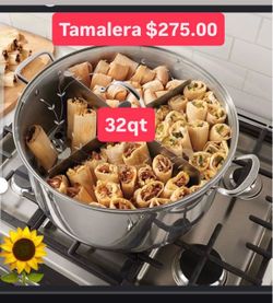 $275.00 Especial Olla Tamalera Vaporera 32 qt Capacidad Para 100 Tamales Birria Pozole Menudo Barbacoa Con Parrilla y Divisor Princess House Ventas Fi