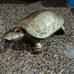 Solid Brass Turtle Trinket Box Vintage