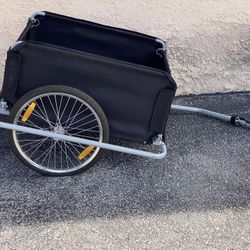 Folding Bike Cargo Trailer w/ Rain Cover Bicycle Large Carrier Cart Yard Patio