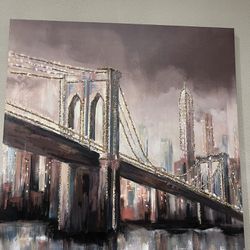 Verrazzano-Narrows Bridge New York Canvas Art With Rhinestone Detailing