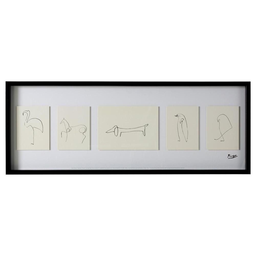 Ikea Olunda Picasso Line Drawing Artwork Print Black Frame Glass