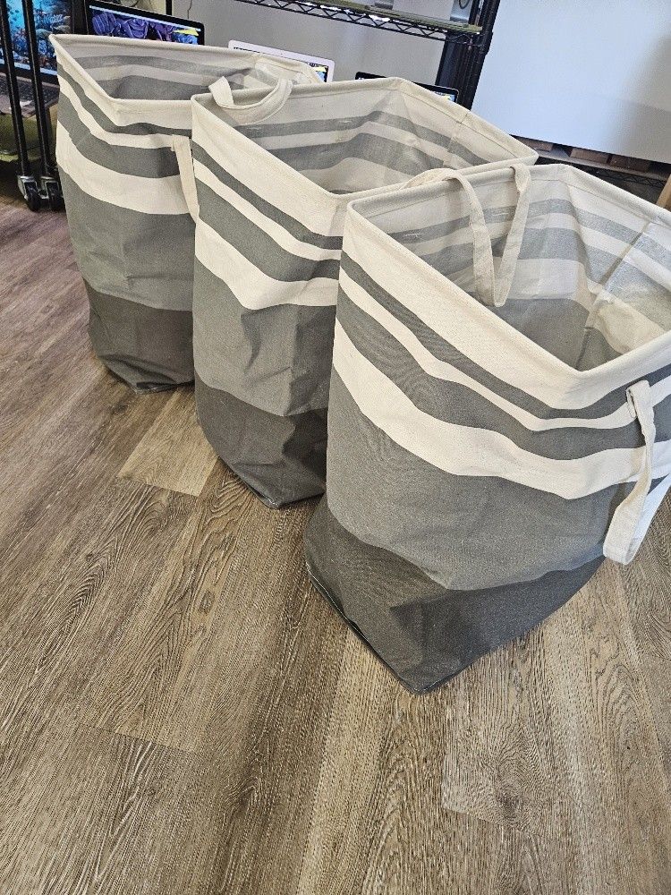 ToteTastic 3-Pack Laundry Basket, Freestanding&Waterproof Laundry Hamper, Collapsible Tall Clothes Hamper with Easy Carry Handles for Clothes, Towels&
