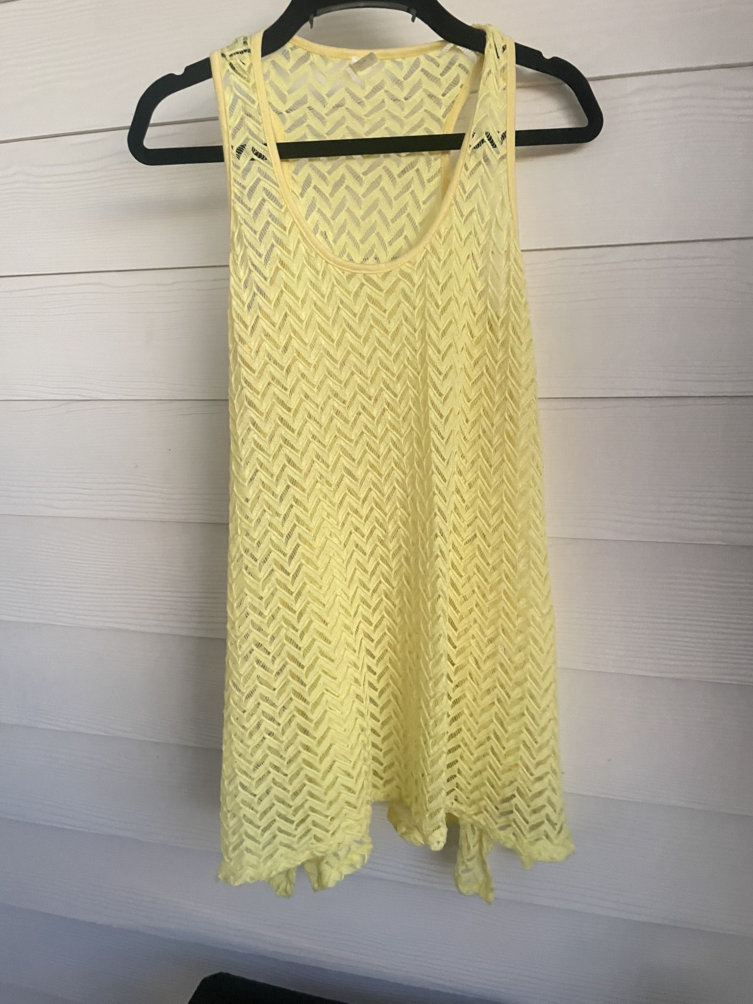 Vintage 70s design sleeveless Yellow Swim Cover Women Cute Summertime