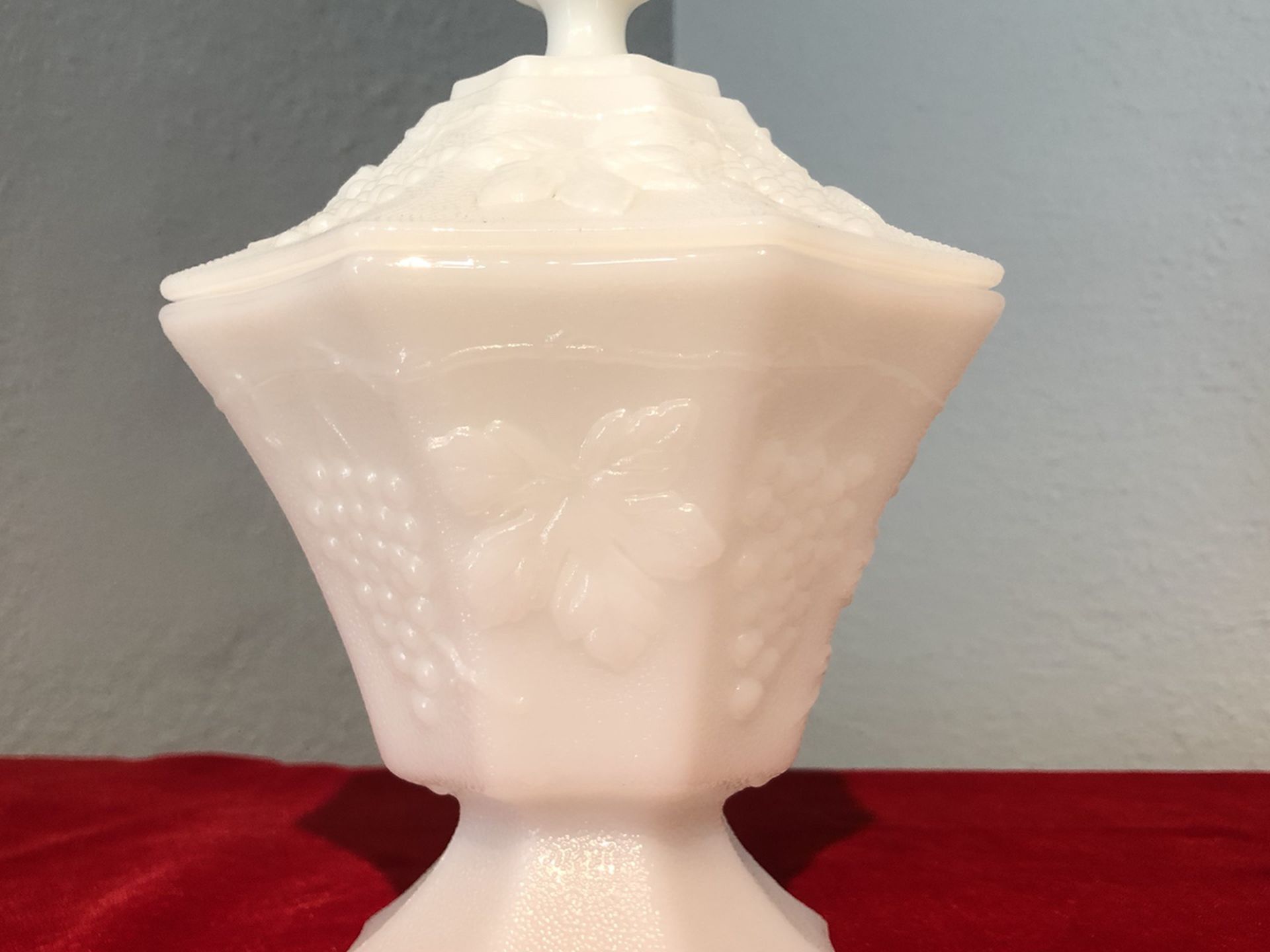 Vintage Milk Glass Pedestal Candy Dish With Lid