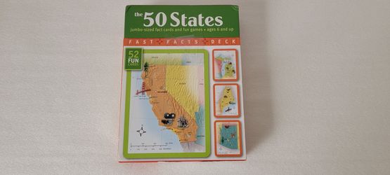 The 50 States Jumbo Sized Fact Cards & Fun Games COMPLETE 52 fun cards