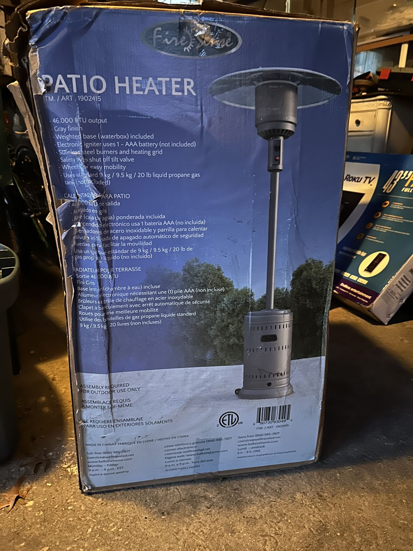 Fire Sense 46,000 BTU Patio Space Heater Gray 1902415