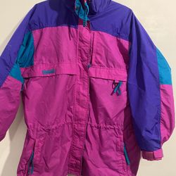 Women large Columbia Sportswear pink and purple windbreaker jacket