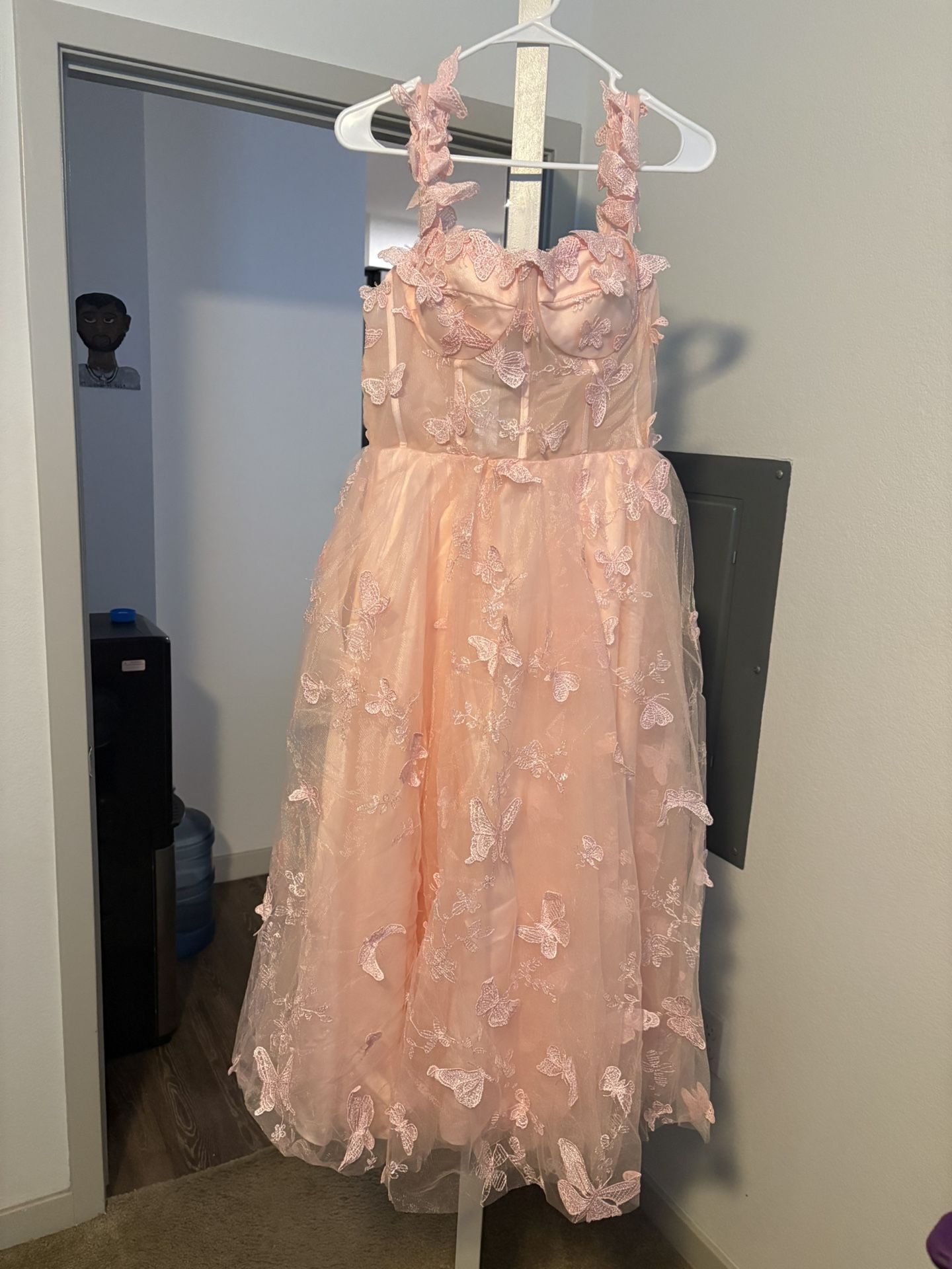 Pink 3D Butterfly Lace Dress