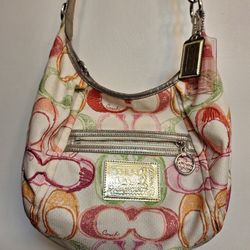 Coach Poppy Scribble Signature Hobo Bag