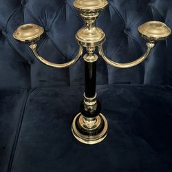 Heavy And Unique Candle Holder Black And Silver 16.5”x 13”