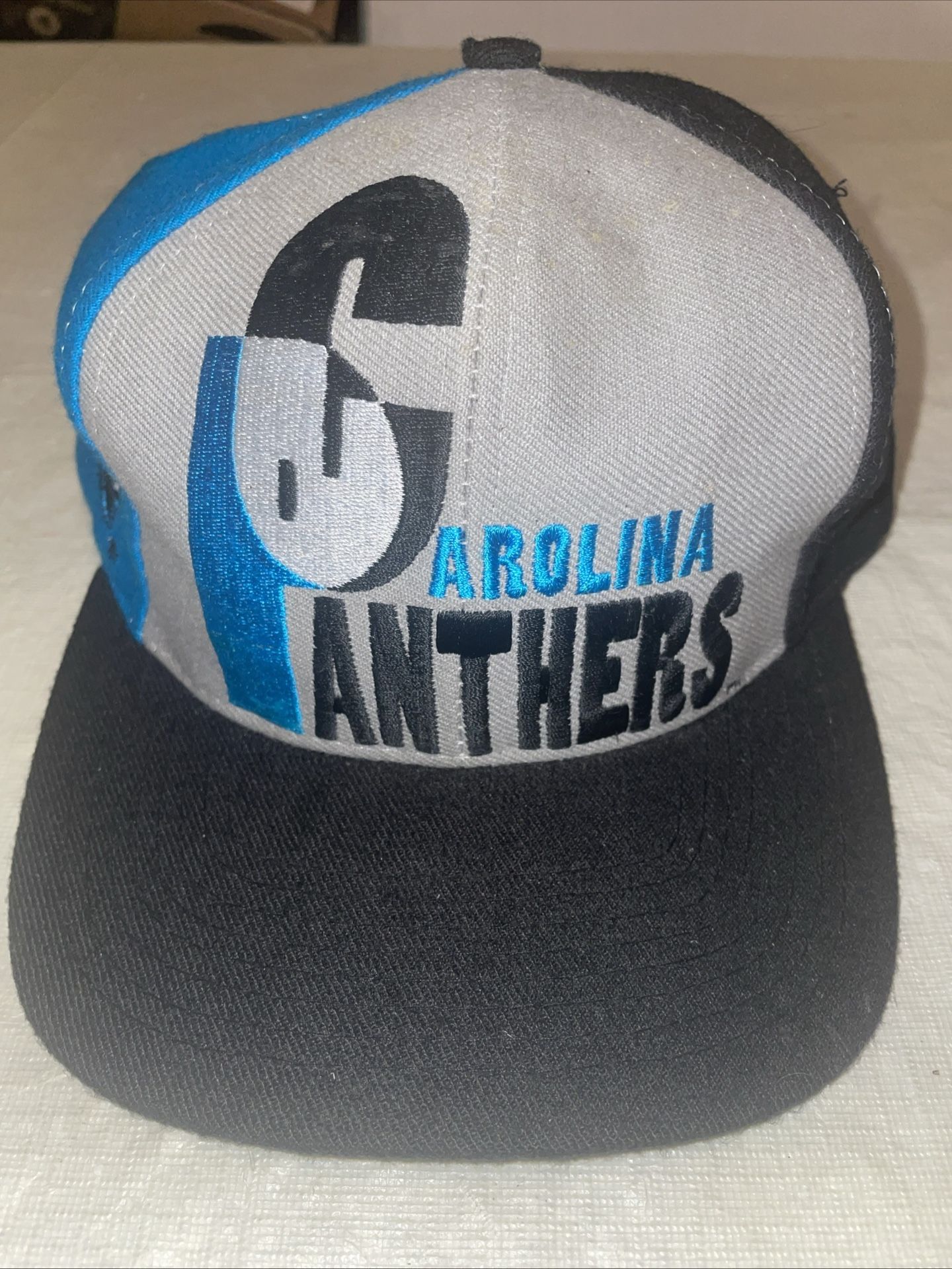 Ajd Carolina Panthers Snapback Hat NFL Cap Split Color Wave Big CP Euc Wool Vtg