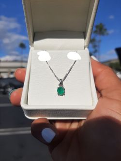 Emerald Necklace 100% Genuine 925 Sterling Silver $95 NEW