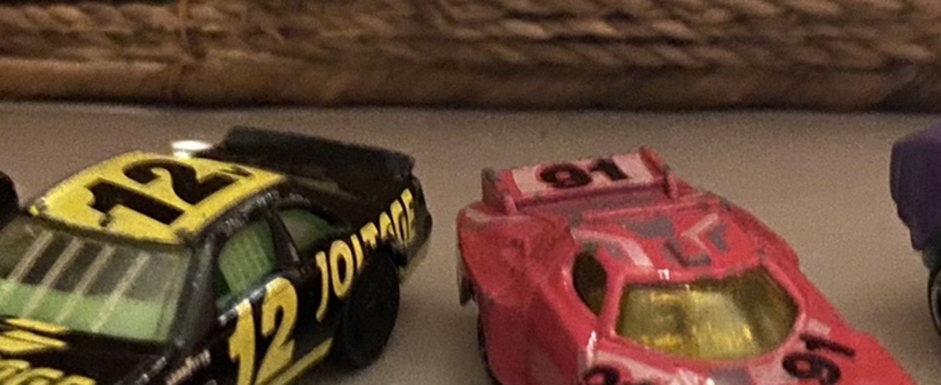 Vintage set of 4 Metal die cars 1993 Ford Thunderbird Matchbox and others hard diecast toy cars