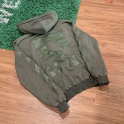 Off-White Arrow Zip Hoodie Olive - Large - Pre-Owned  