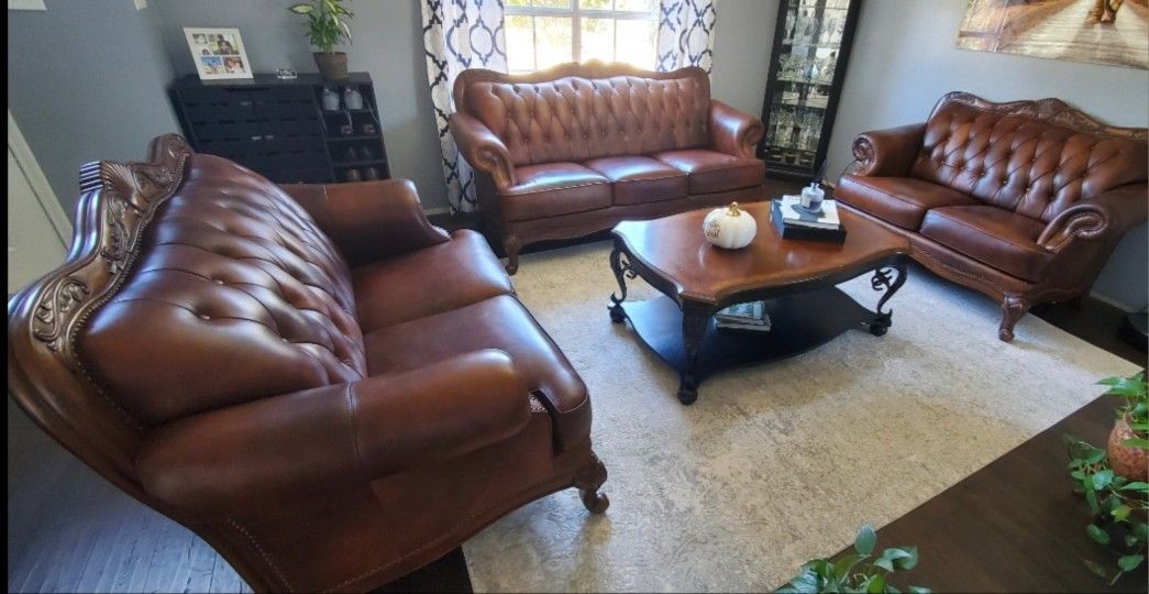 Real Leather Couch And Loveseat