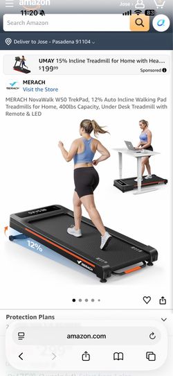 MERACH NovaWalk W50 TrekPad, 12% Auto Incline Walking Pad Treadmills for Home, 400lbs Capacity, Under Desk Treadmill with Remote & LED