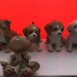 Angel Cheeks & Vintage Homco Porcelain Beagle And Red Heeled