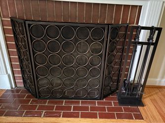 Fireplace screen and tools