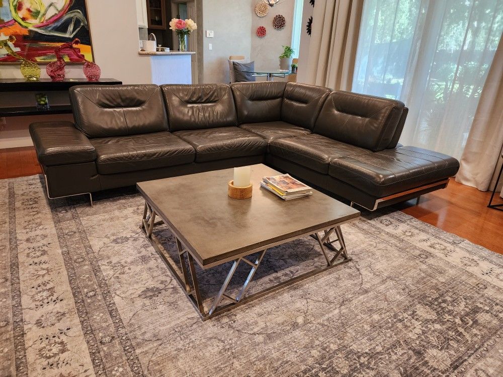 Modern Style Italian Leather Sectional