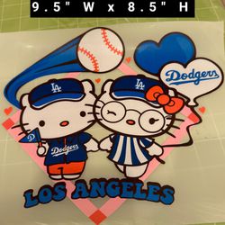 2PCS HELLO KITTY DODGERS DTF TRANSFER ( COLD PEEL ) 
