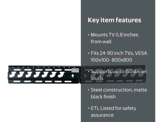 onn No Stud Mount for 24" to 90" TVs, ETL Listed, Fixed/No Stud, Holds up to 150 lbs