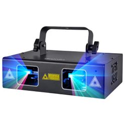 DJ Lights Party Lights, Gruolin RGB Full Color Laser Stage Light Music Sound Activated & DMX Control Patterns Projector, Perfect for Party Disco Bar C