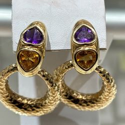 Women’s 10K Birthstone Free Form Earrings